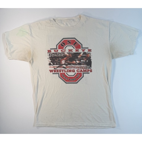 Gildan Other - Vintage OSU Buckeye Wrestling Camps T Shirt Mens L White Graphic